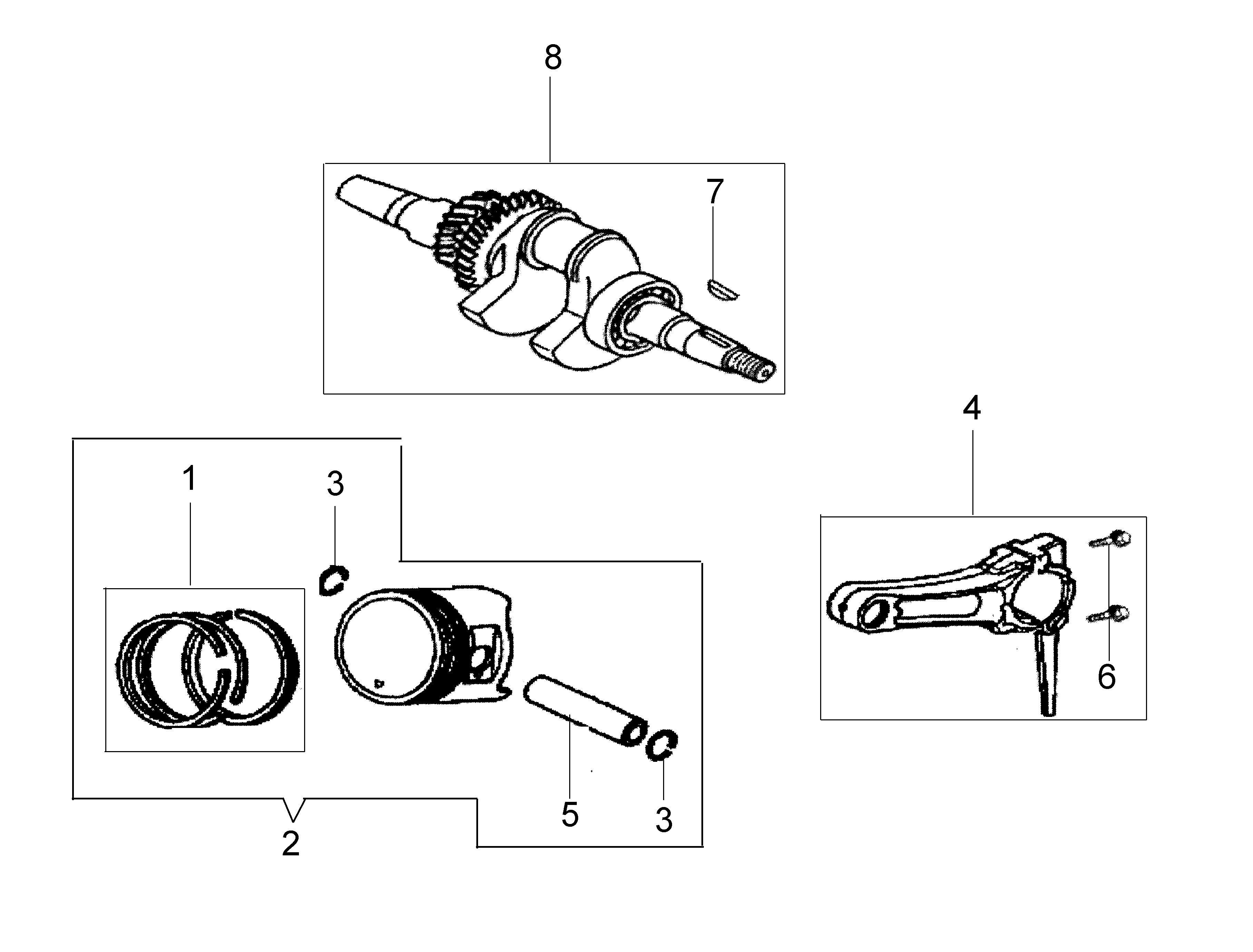 Crankshaft and piston