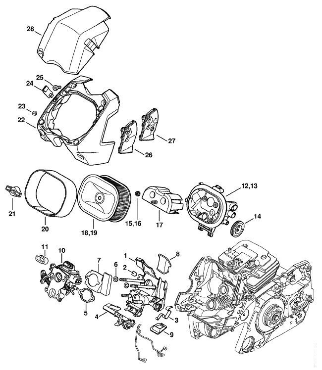 Stihl MS 441 Chainsaw (MS441 RZ) Parts Diagram, AV System