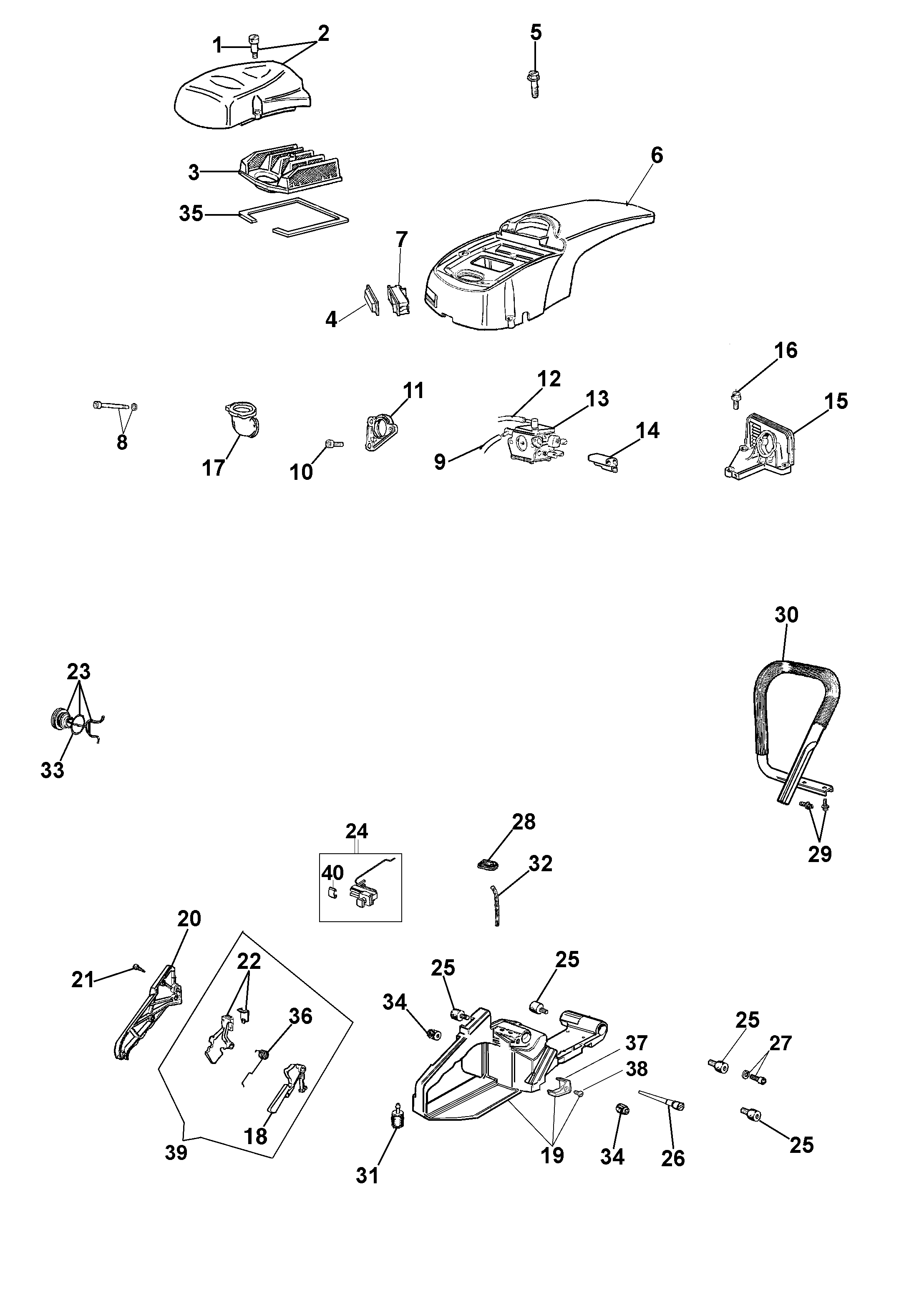 Air filter and handle