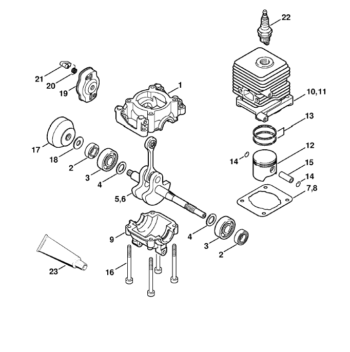 Crankcase, Cylinder