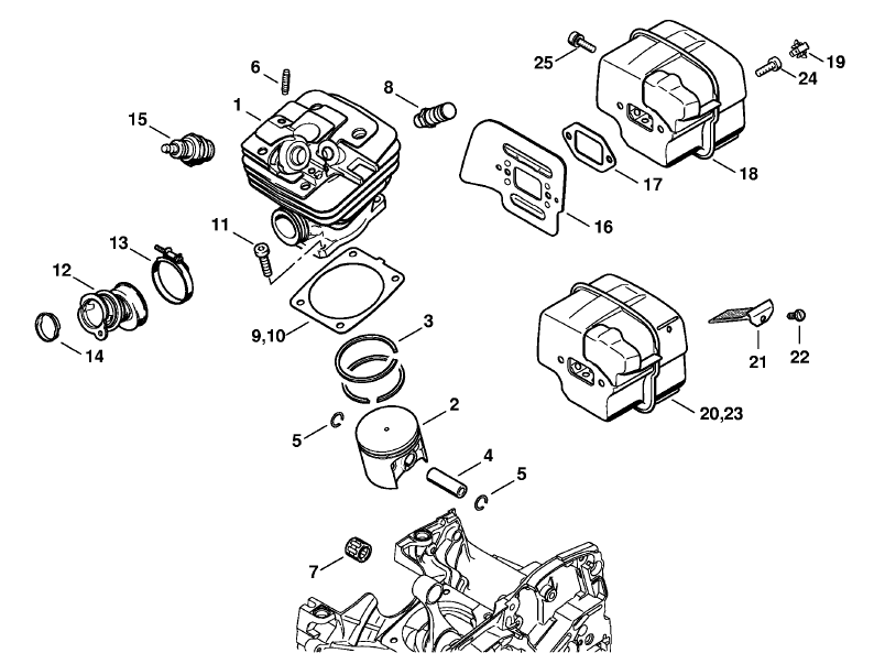 Stihl MS 361 Chainsaw (MS361) Parts Diagram, Cylinder