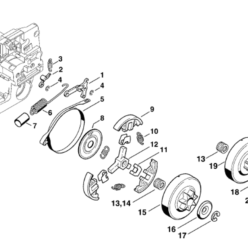 Ms 340 Stihl MS 340 Chainsaw (MS340) Parts Diagram, Chain brake - Clutch