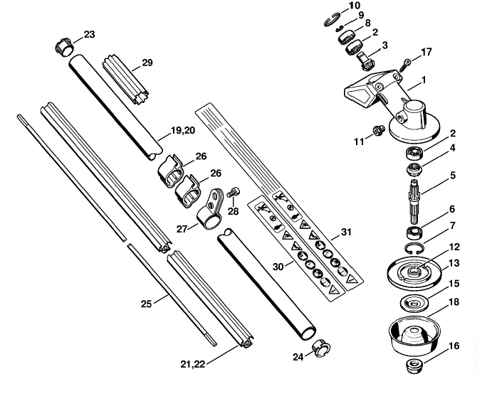 Gear head, Drive tube assembly