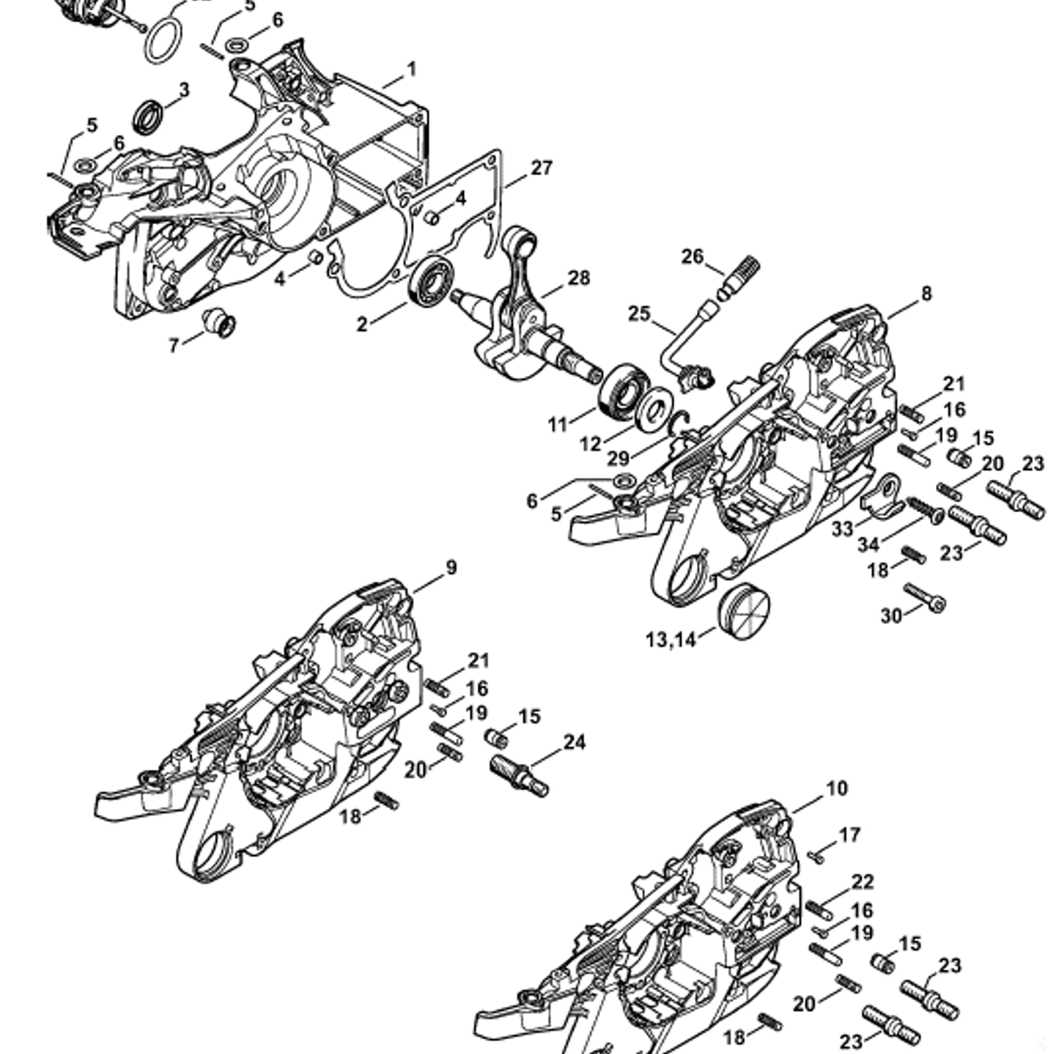 Stihl MS 261 Chainsaw (MS261 C) Parts Diagram, Crankcase