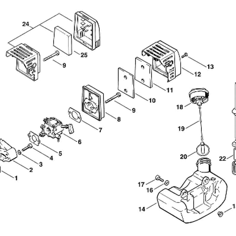 Stihl FS 56 BRUSHCUTTER (FS56) Parts Diagram, D-Air filter, Fuel Tank