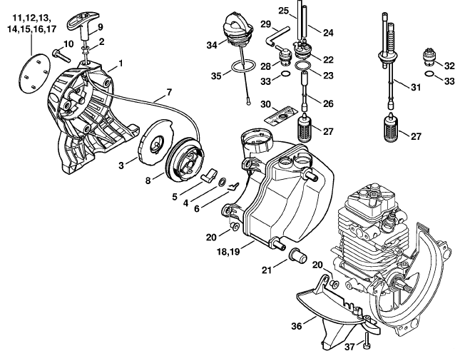 Rewind Starter Fuel Tank