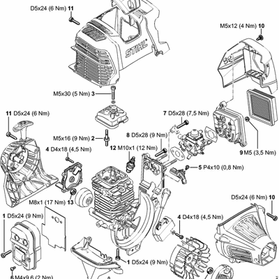 Stihl FS 91 R Brushcutter (FS 91 R ) Parts Diagram, A ENGINE