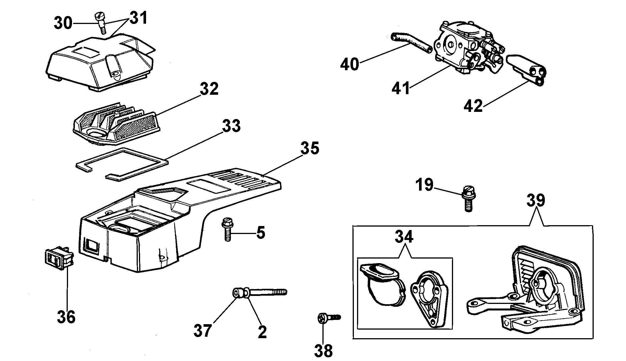 Air filter and carburettor
