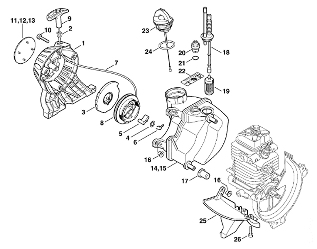 REWIND STARTER-FUEL TANK