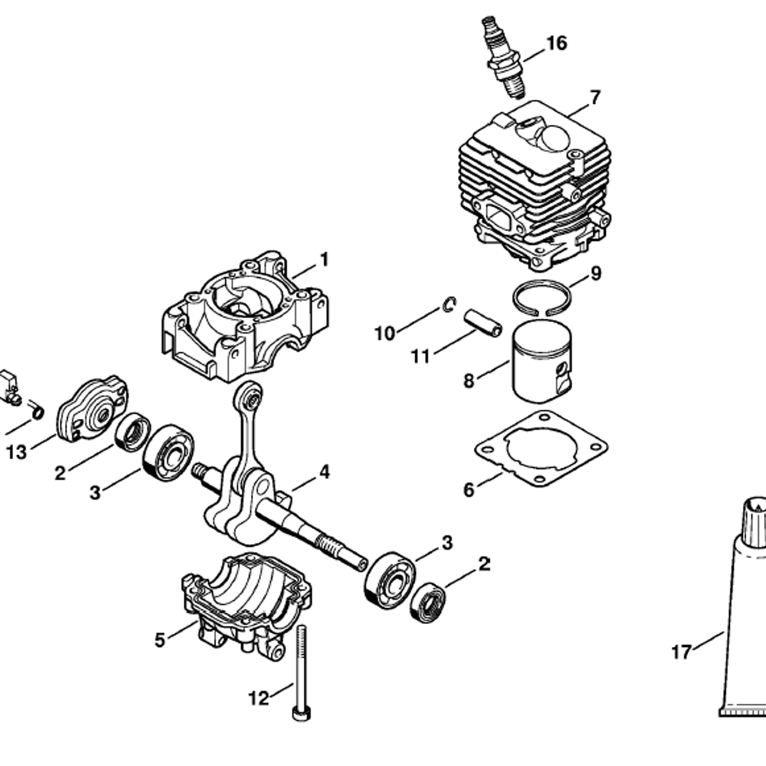 Stihl FS 56 BRUSHCUTTER (FS56RC-EZ) Parts Diagram, Crankcase, Cylinder