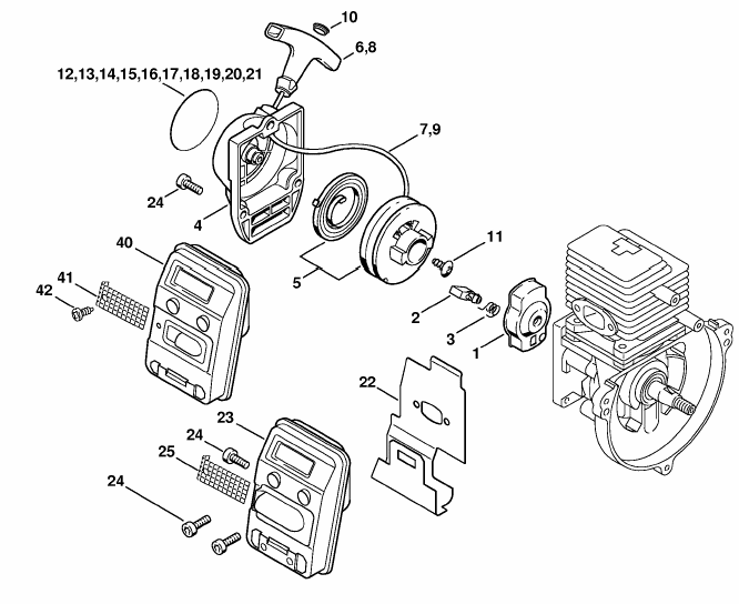 Rewind starter, Muffler