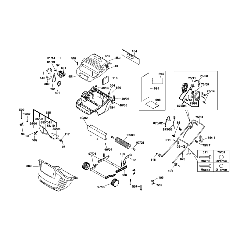Qualcast Lawn Raker 32 (F016301042) Parts Diagram, Page 1