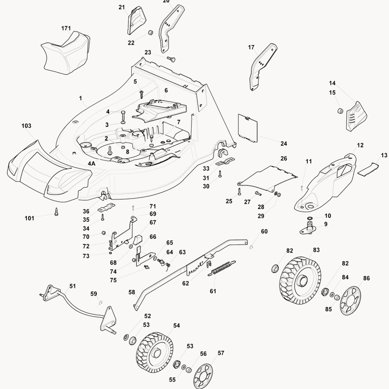 Castel / Twincut / Lawnking XA52MBS (2010) Parts Diagram, Chassis