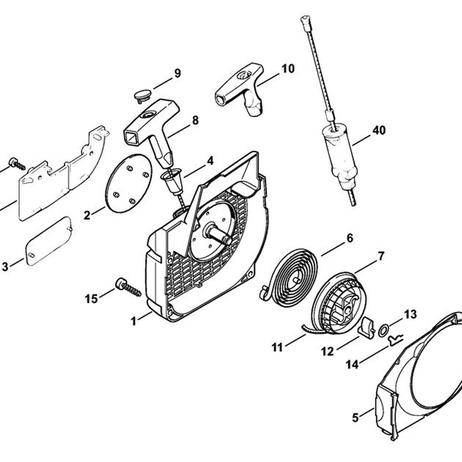 Stihl 021 Chainsaw (021) Parts Diagram, Rewind Starter