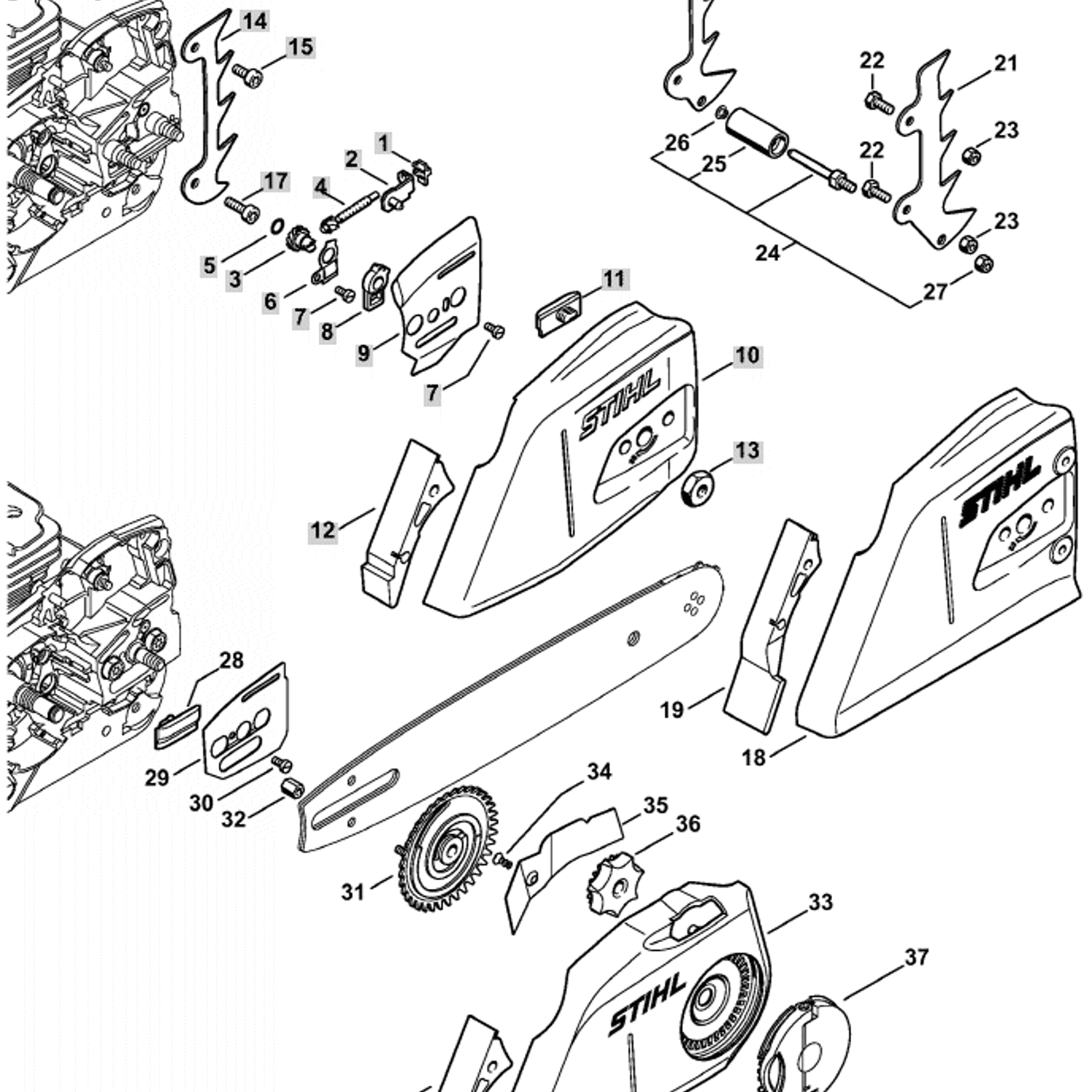 Stihl MS 362 Chainsaw (MS362 & C) Parts Diagram, Chain Tensioner