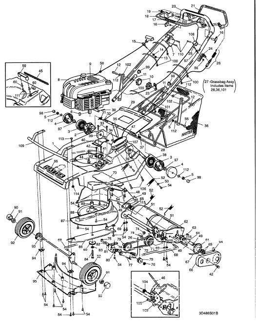 Hayter Harrier 48 (486) Lawnmower (486S001221-486S099999) Parts Diagram, Mainframe Assembly