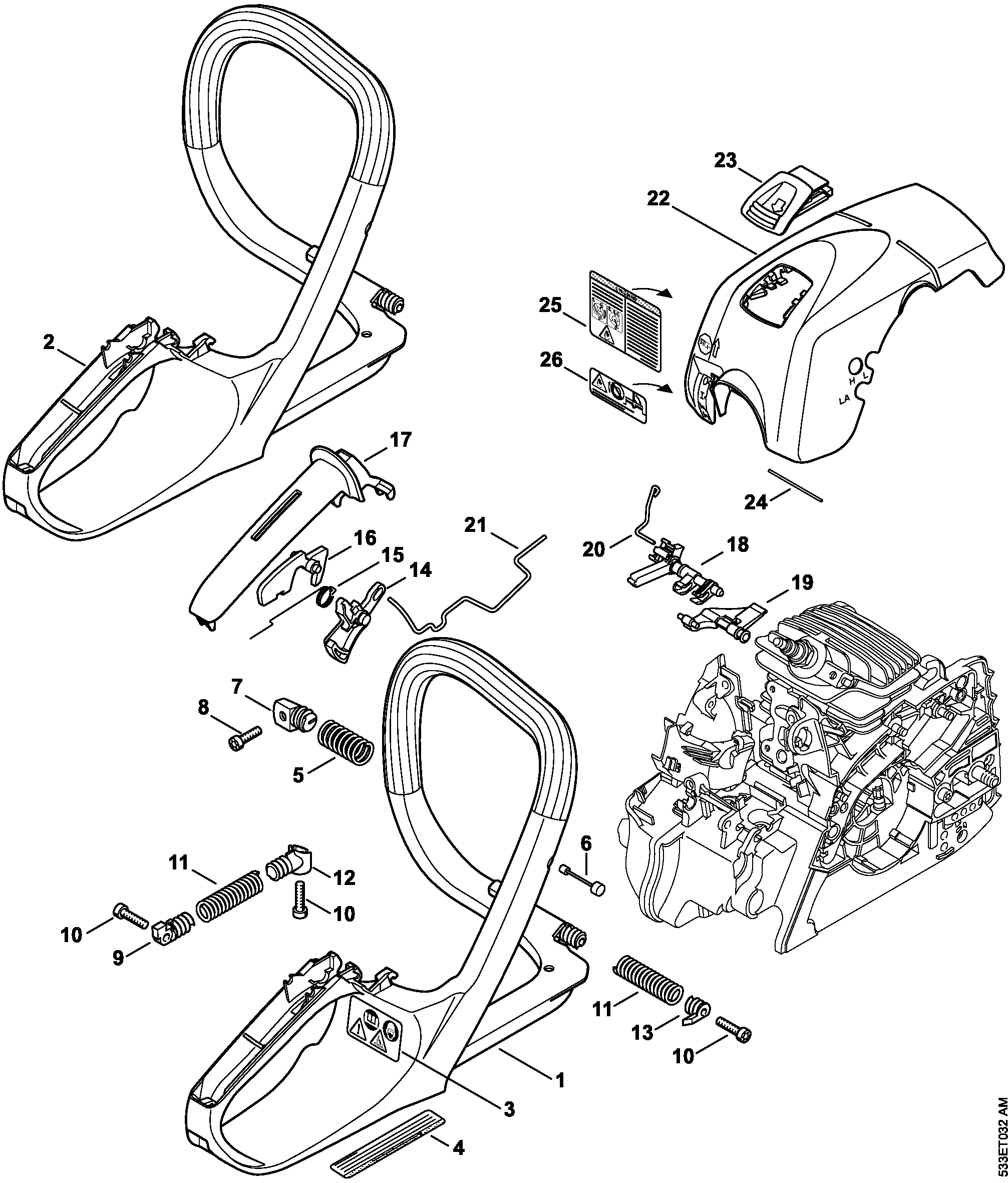 Stihl MS 171 Chainsaw (MS1712Mix) Parts Diagram, Handle frame
