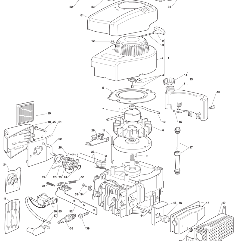 Mountfield Base Mountfield M150 Series 150 Engine (2009) Parts Diagram, Page 1