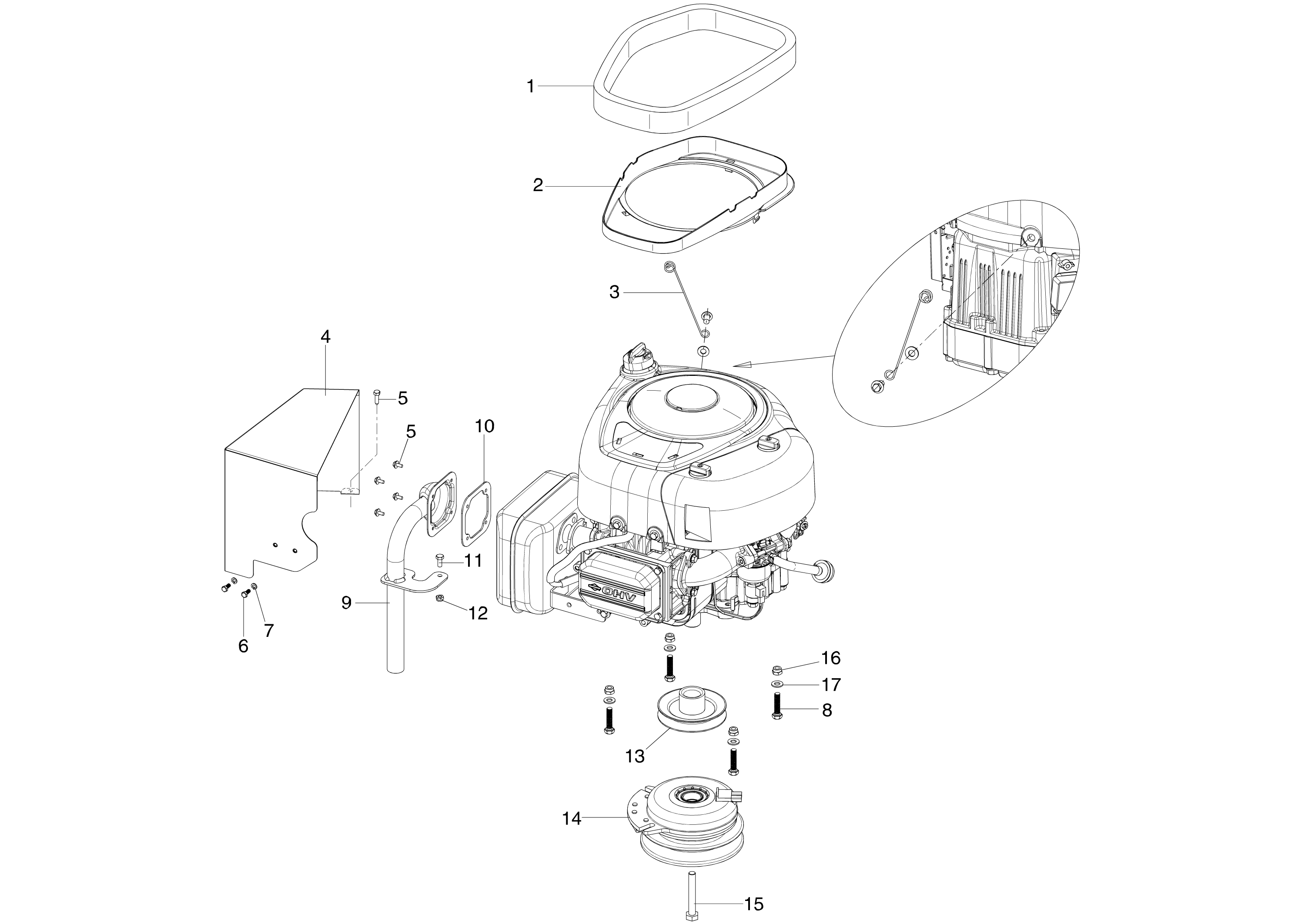 Engine and blade brake