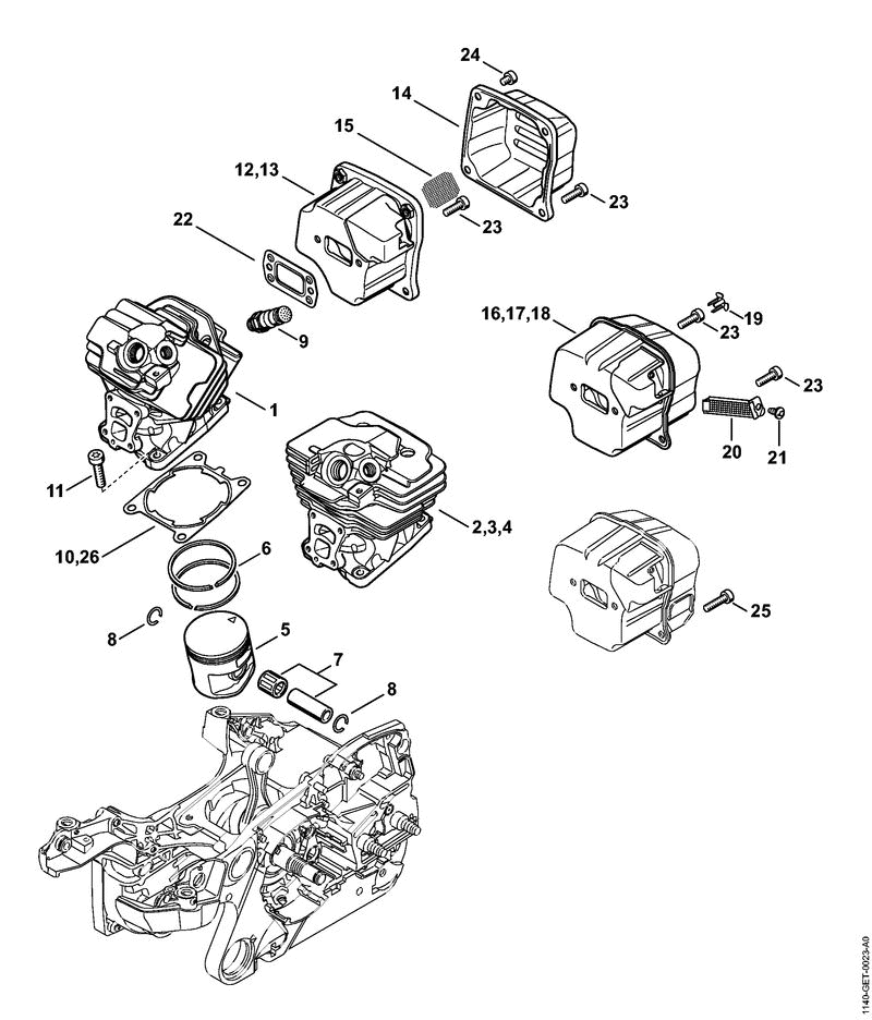Stihl MS 362 Chainsaw (MS 362 C-M Z) Parts Diagram, MS362CMZ-B