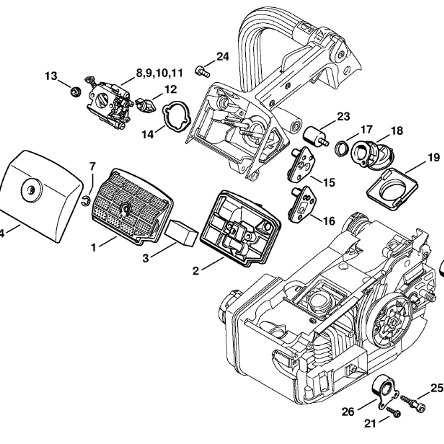 Stihl MS 200 Chainsaw MS200T Z Parts Diagram Air Filter MS 200 T stihl-ms-200-chainsaw-ms200t-z-parts-diagram-air-filter-ms-200-t