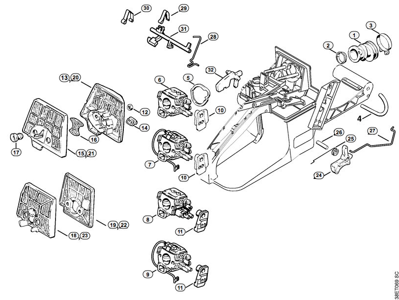 Stihl 036 Chainsaw (036WVH) Parts Diagram, Carburetor C3A-S27D