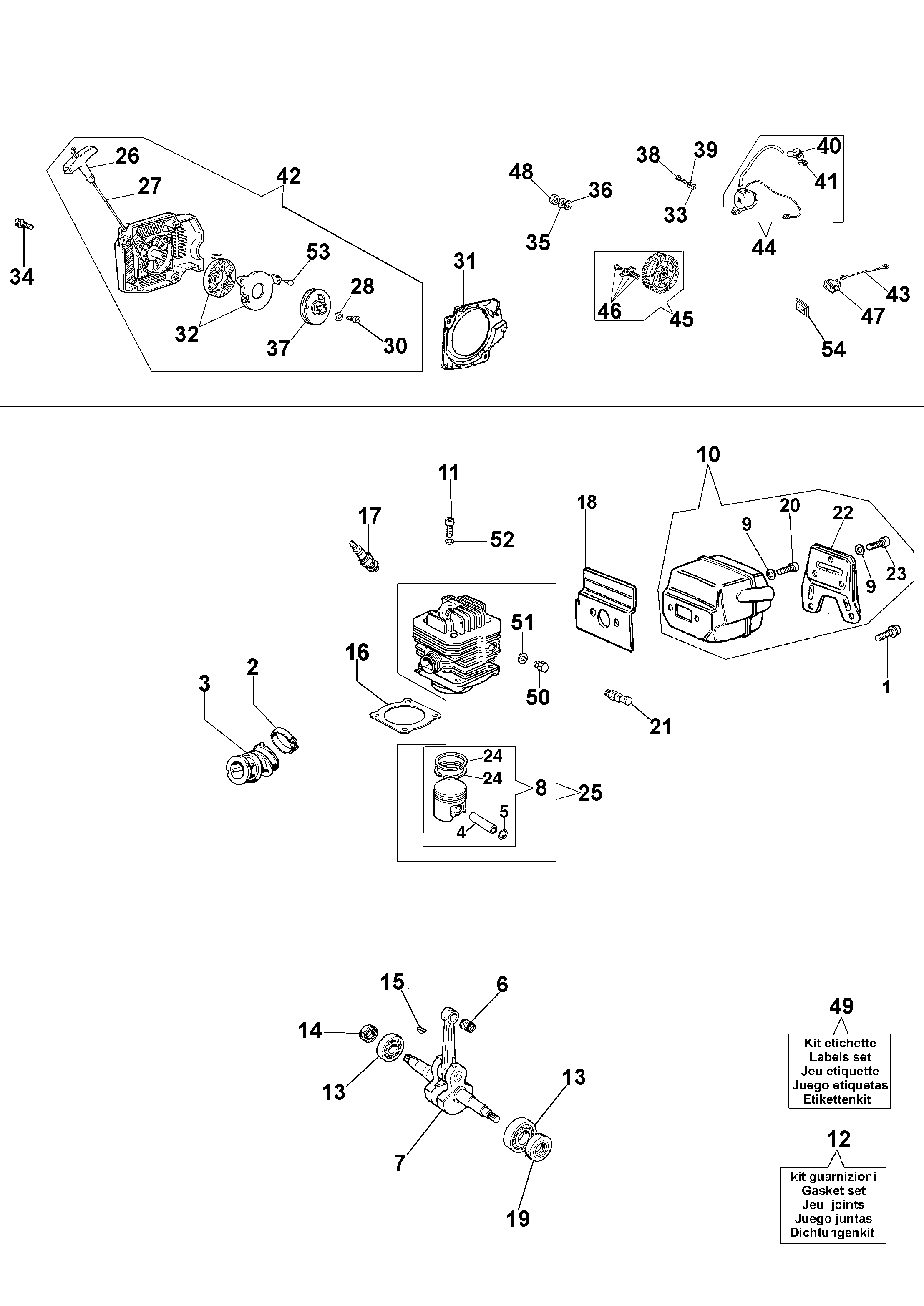 Starter assy and engine