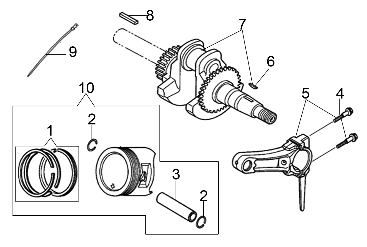 Crankshaft and piston