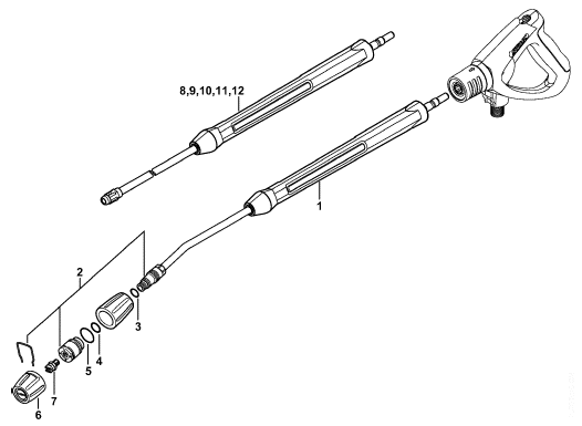 RE 163 K PLUS AUS Spray lance-wand