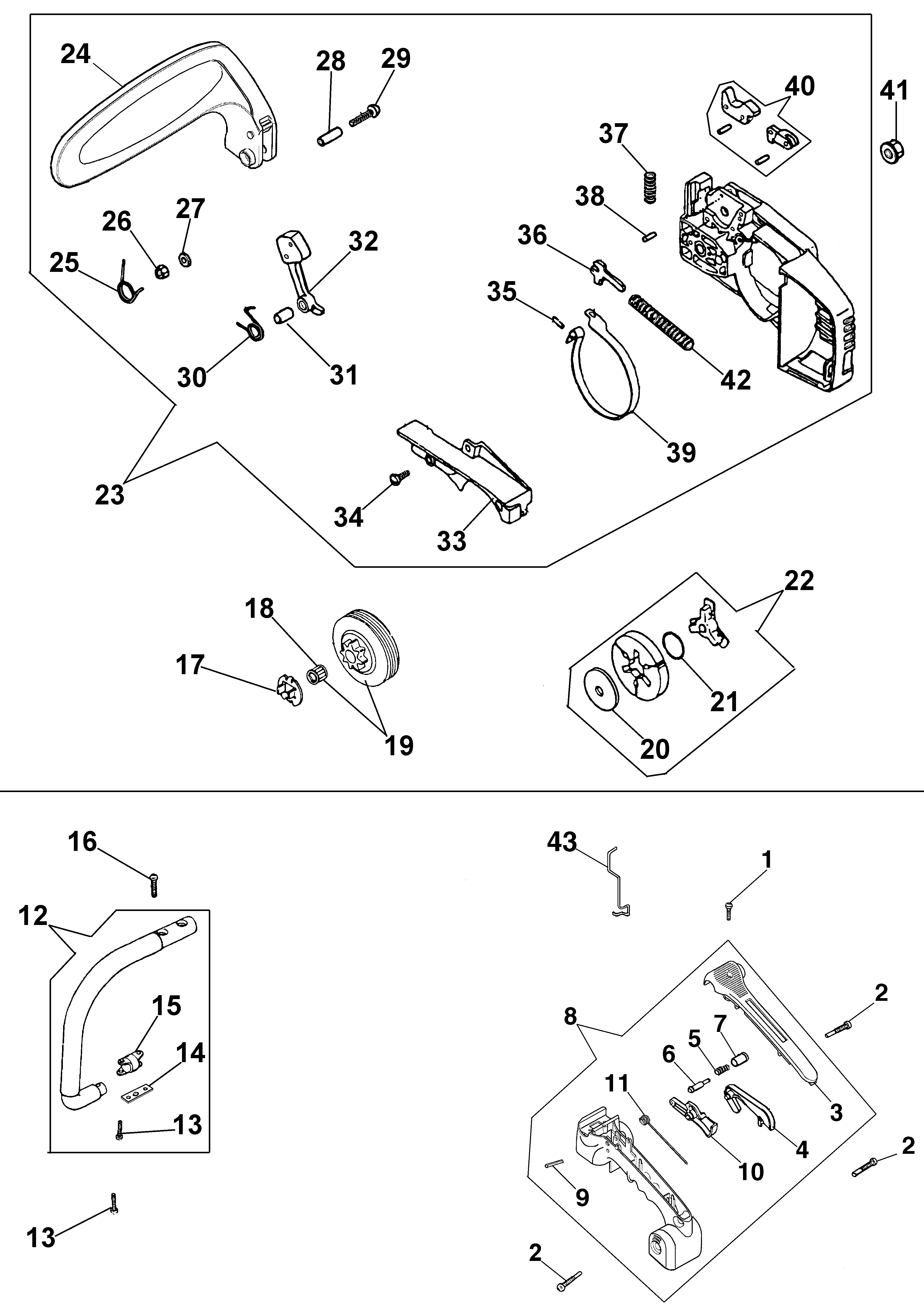 Clutch and handles