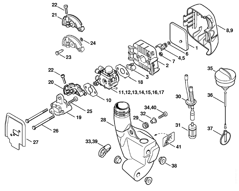 Air filter, Fuel tank