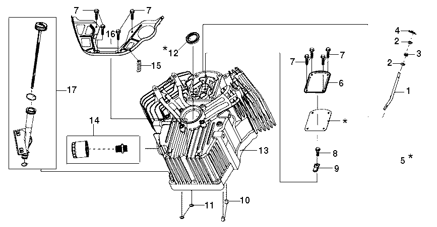 Cylinder and crankcase