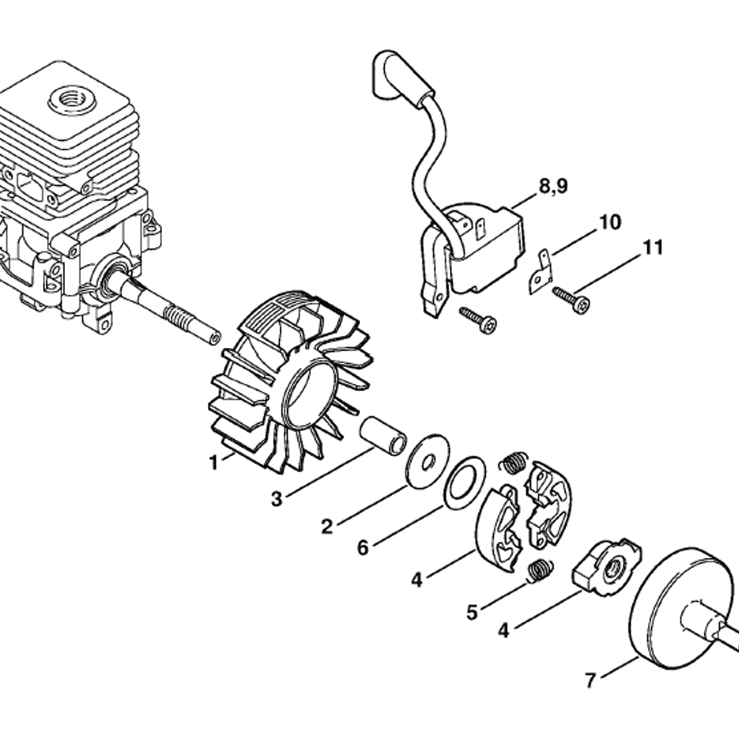 Stihl FS 45 Brushcutter (FS45-DZ) Parts Diagram, Ignition system, Clutch