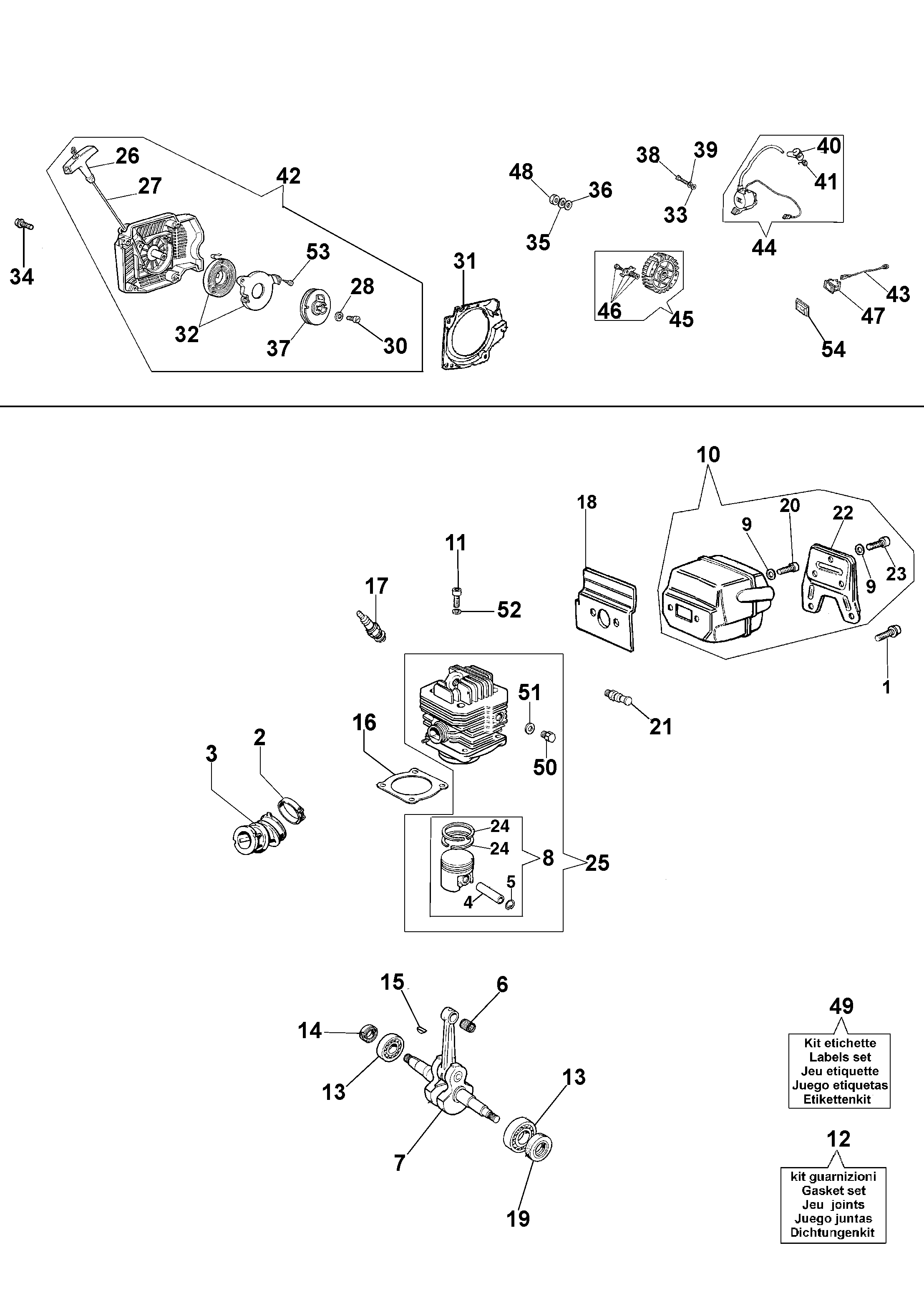 Starter assy and engine