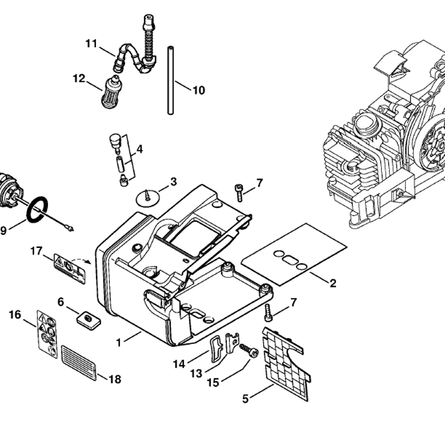 Stihl MS 200 Chainsaw MS200T Z Parts Diagram Tank Housing MS 200 T stihl-ms-200-chainsaw-ms200t-z-parts-diagram-tank-housing-ms-200-t