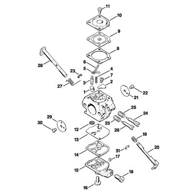 Walbro chainsaw carburetor exploded view