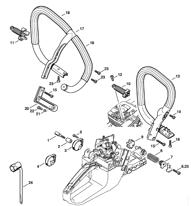 Stihl MS 361 Chainsaw (MS361 VWZ Arctic) Parts Diagram, AV system