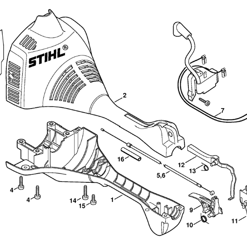 Stihl FS 46 Brushcutter (FS46C-EDZ) Parts Diagram, Engine housing