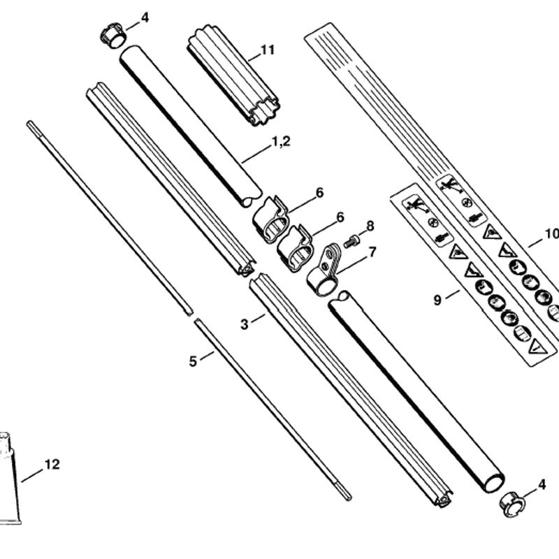 Stihl FS 90 Brushcutter (FS90) Parts Diagram, Drive tube assembly