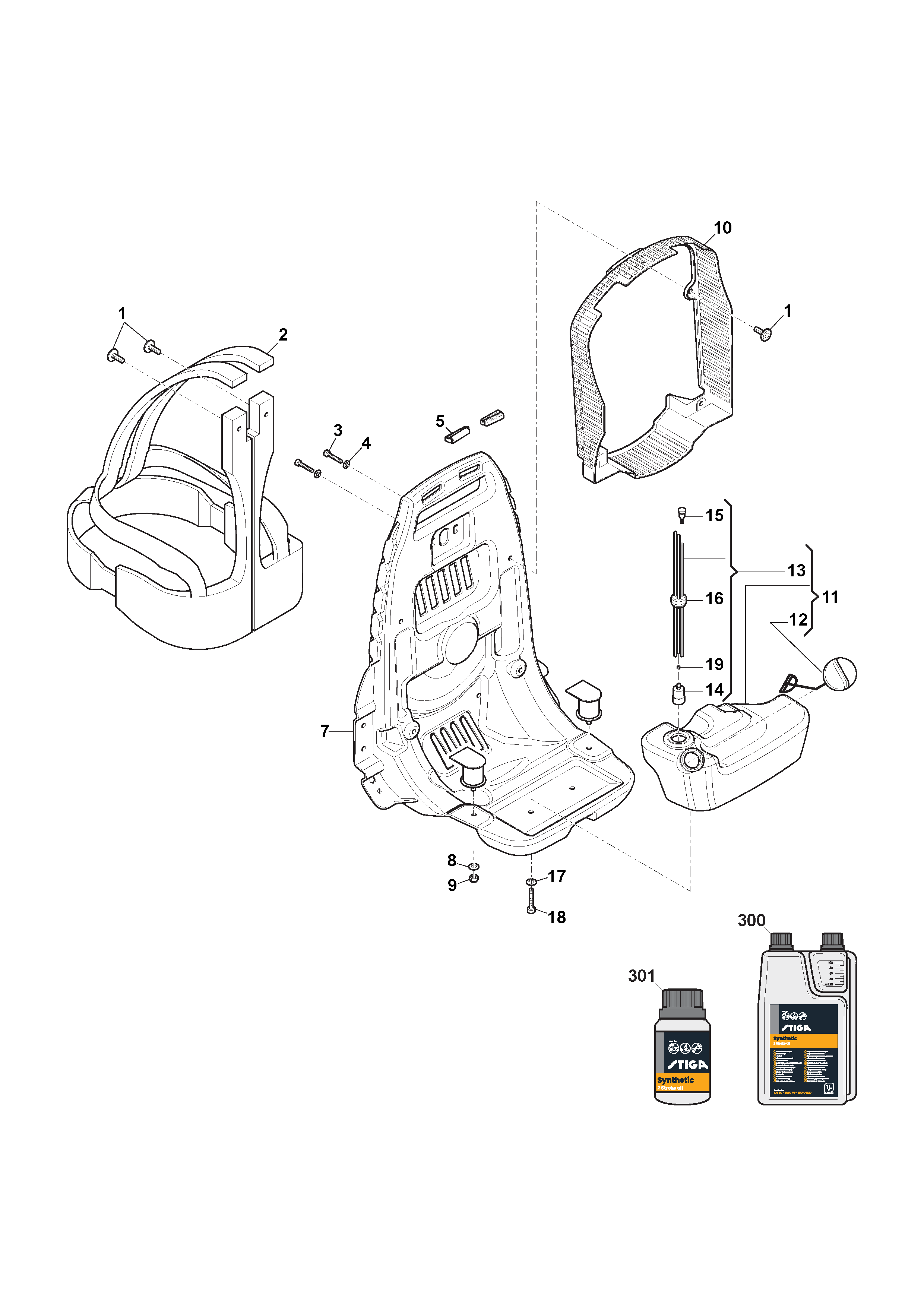 Pack Support, Harness, Fuel Tank
