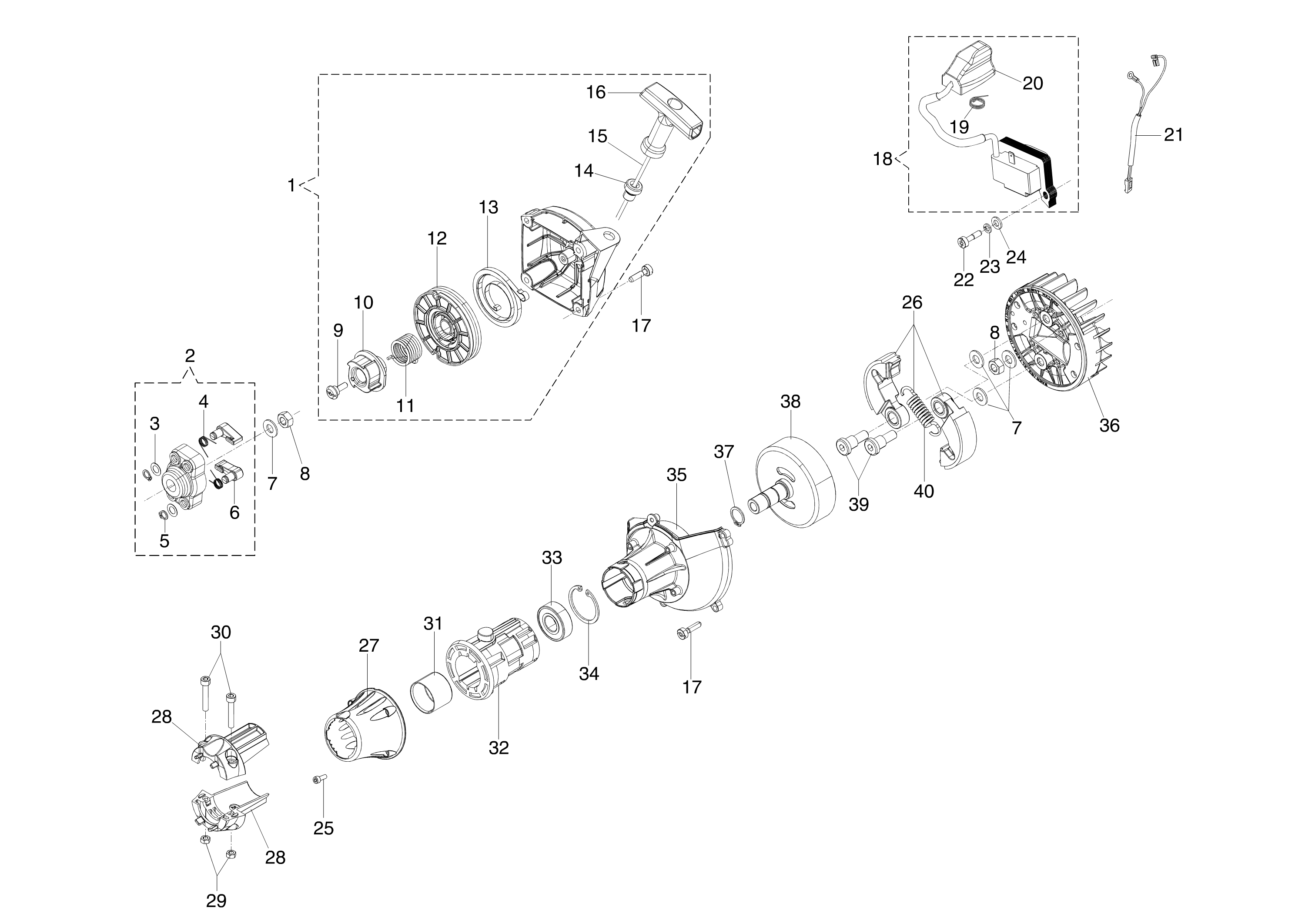 Starter assy and clutch