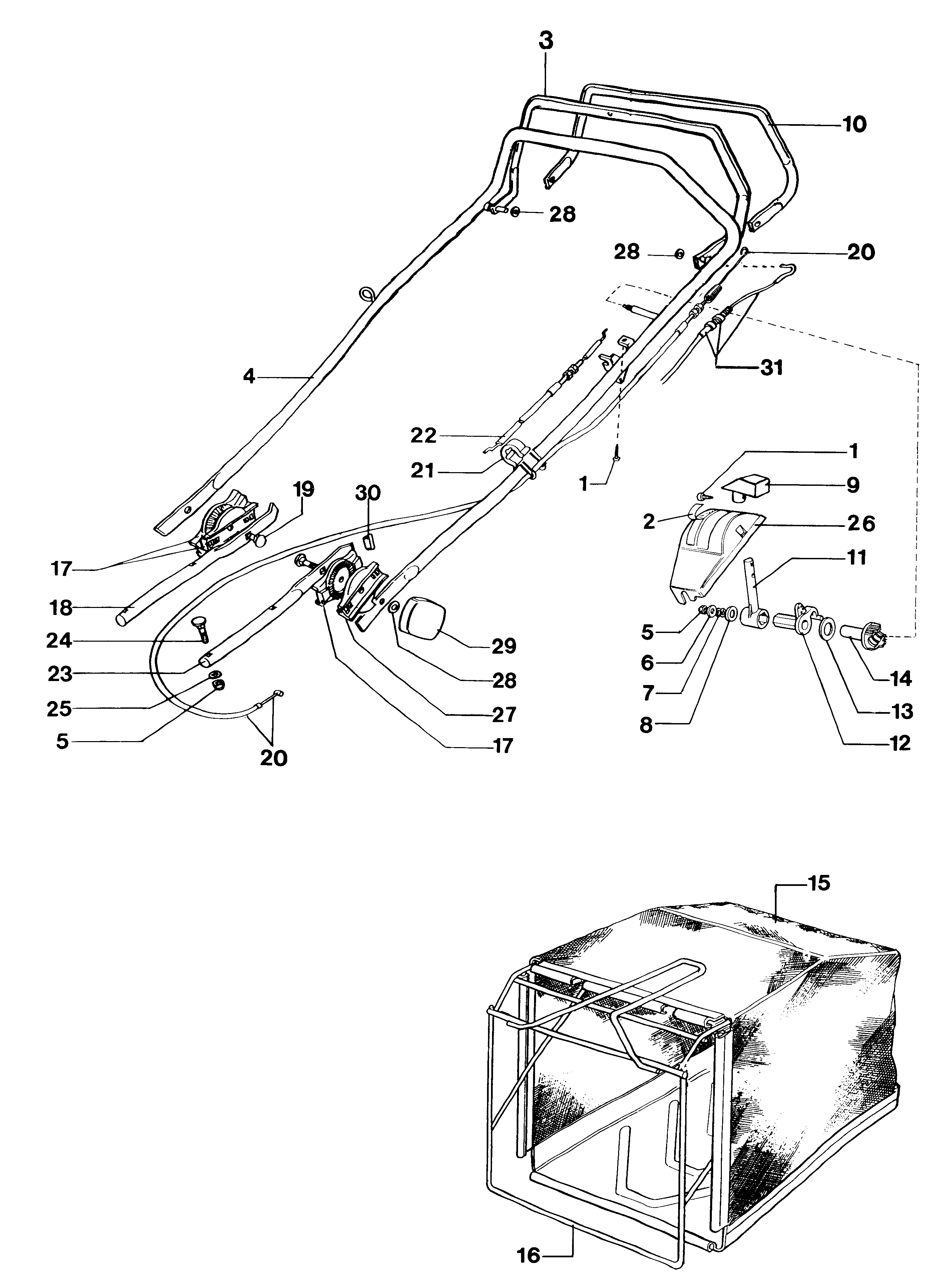 Handle and grass bag