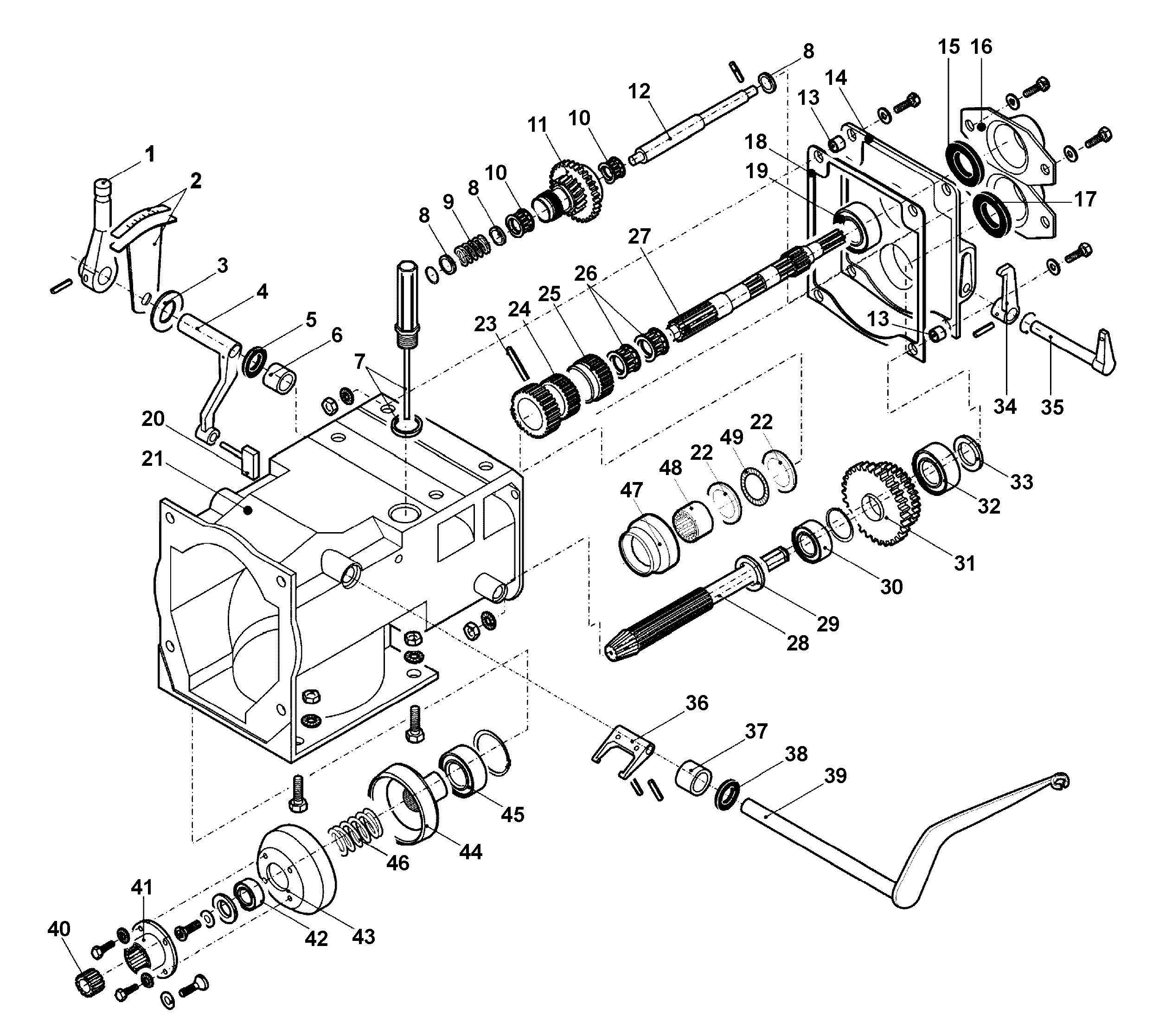 Clutch and speed gears