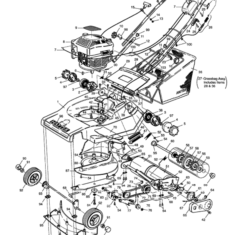Hayter Harrier 48 480 Lawnmower 480R001001 480R099999 Parts Diagram hayter-harrier-48-480-lawnmower-480r001001-480r099999-parts-diagram