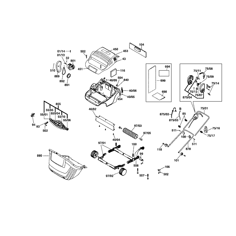 Qualcast Lawn Raker 32 (3616C01A70) Parts Diagram, Page 1